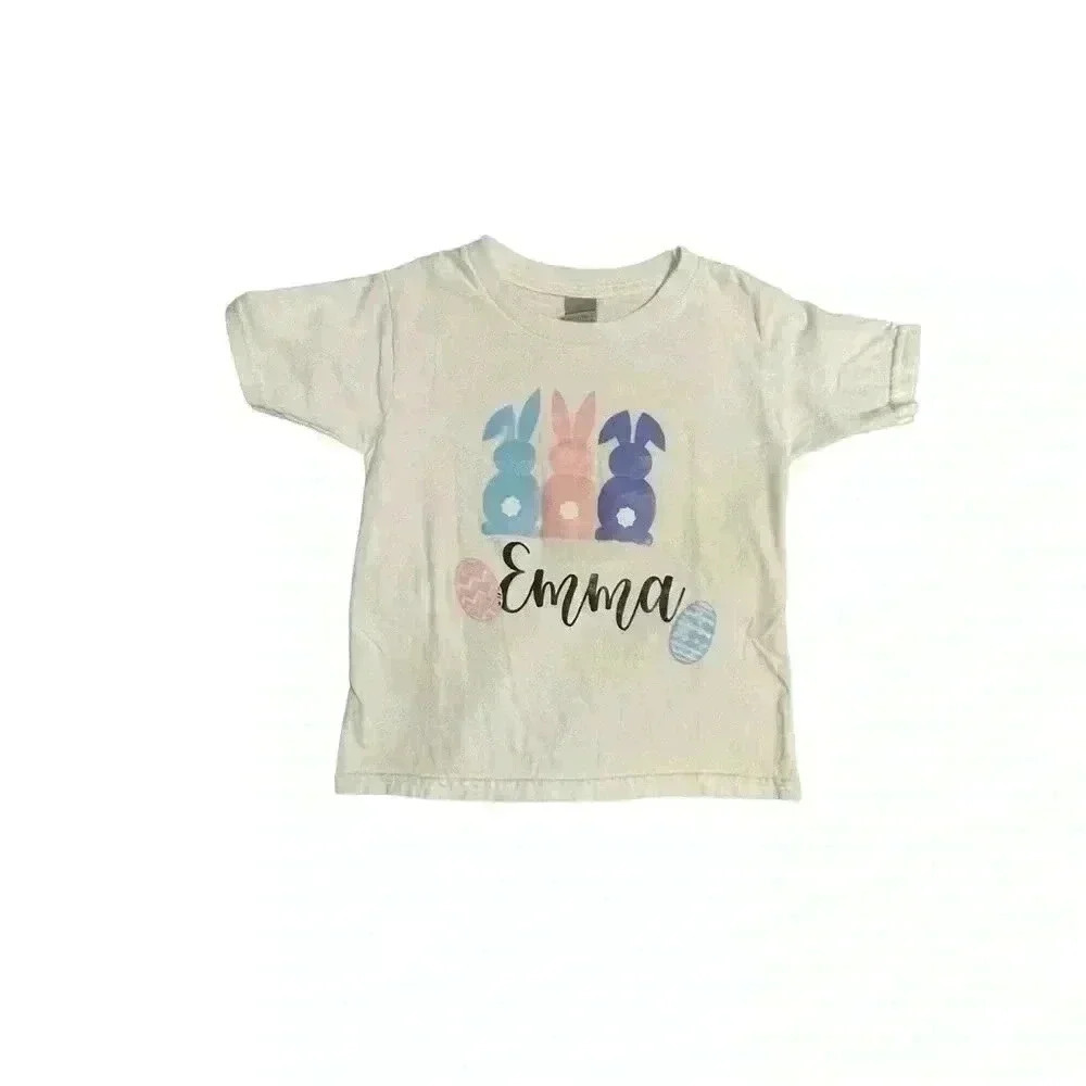 Easter Day Shirt Kids Bunny Emma T-Shirt Short Sleeve Graphic Tees 5t k 99
